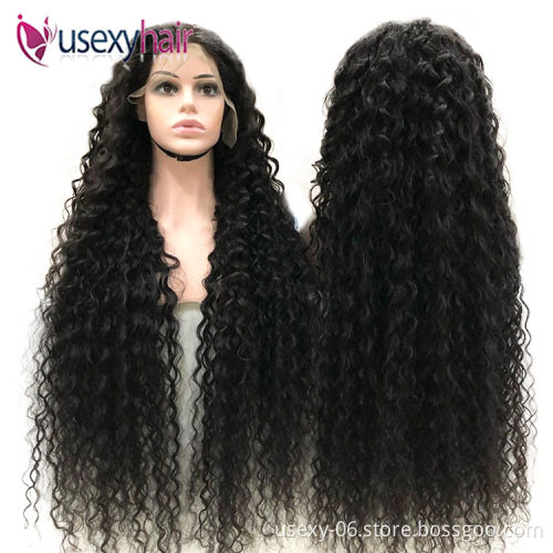 Long women hair lace wig vendors transparent hd lace frontal wig for black women brazilian hair hd lace water wave 40 inch wig